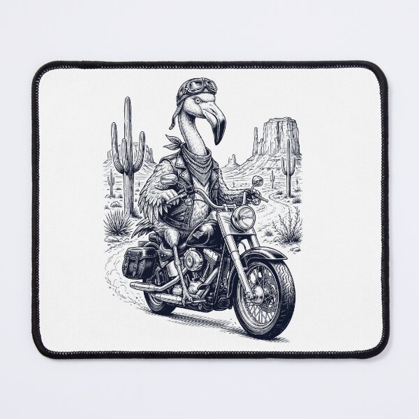 Item preview, Vintage Flamingo Riding Motorbike Moto Western Cowboy Animal Lover designed and sold by DoodleTortle.