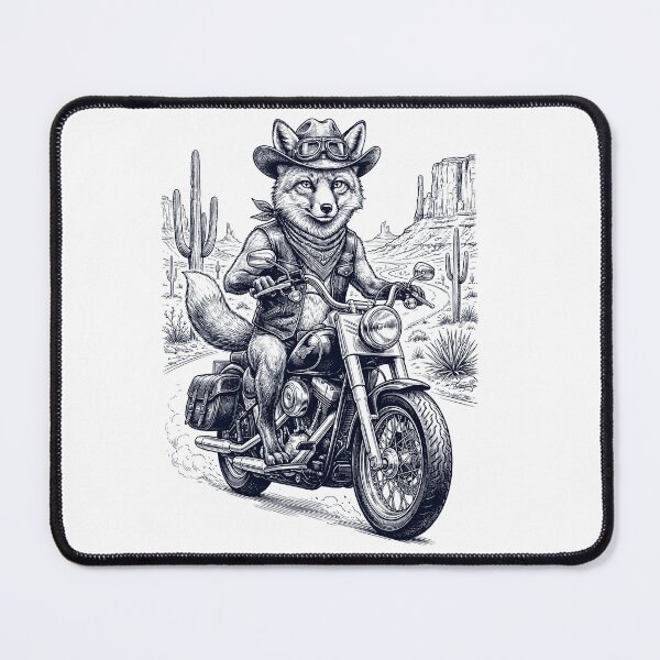 Item preview, Vintage Fox Riding Motorbike Moto Western Cowboy Animal Lover designed and sold by DoodleTortle.
