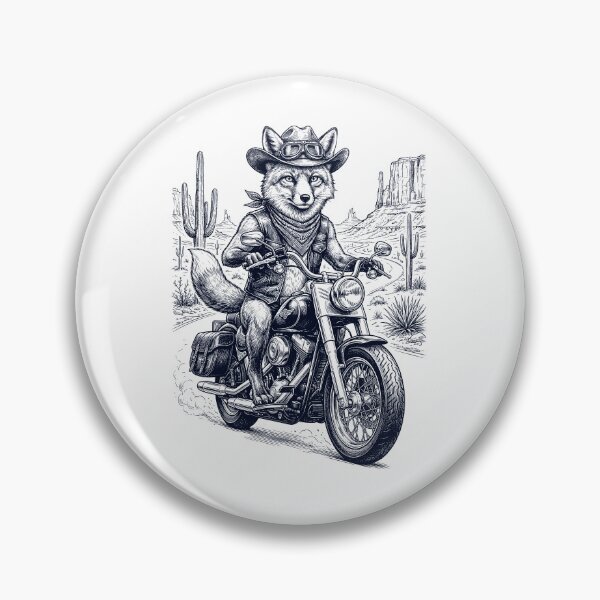 Artikelvorschau, Vintage Fox fährt Motorrad Moto Western Cowboy Tierliebhaber entworfen und verkauft von DoodleTortle.