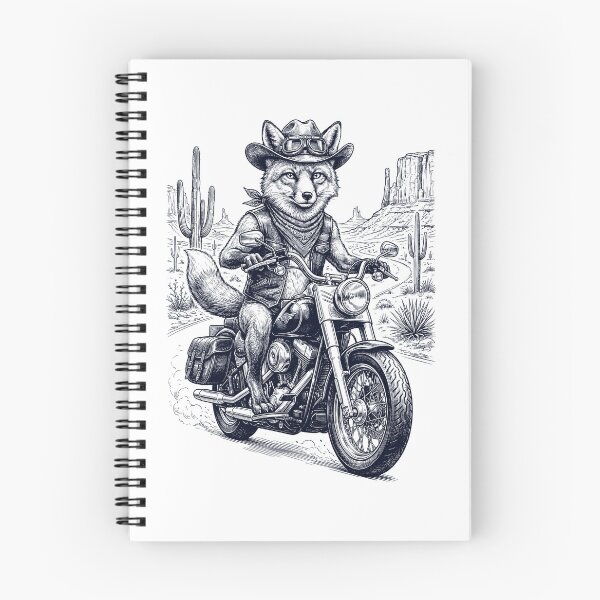 Item preview, Vintage Fox Riding Motorbike Moto Western Cowboy Animal Lover designed and sold by DoodleTortle.