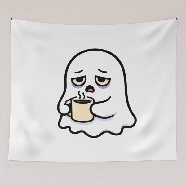 Item preview, Dead Tired Cute Ghost Coffee Sticker designed and sold by THAMIM REALITY 2.0.