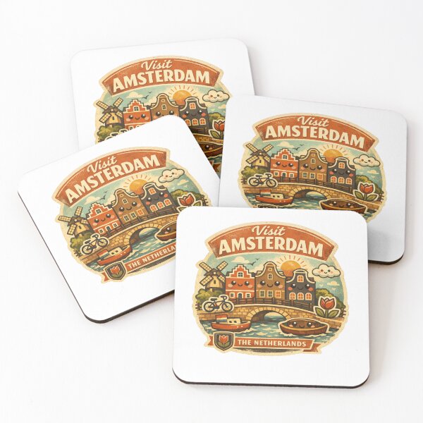 Item preview, Vintage Amsterdam Sticker – Retro Travel Poster Art & Dutch Canal Houses designed and sold by Youpiworld.