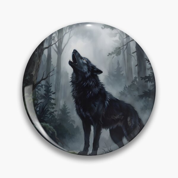 Item preview, Black Wolf Howling in Misty Deep Forest designed and sold by RubisLeaf.