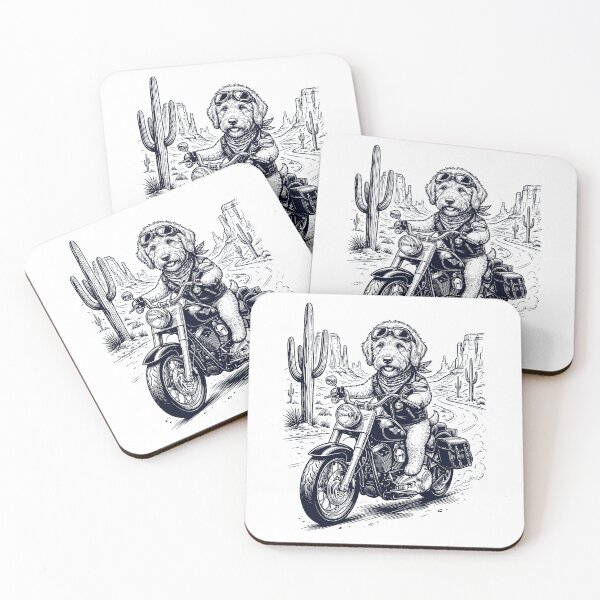 Item preview, Vintage Goldendoodle Riding Motorbike Moto Western Cowboy Dog Lover designed and sold by DoodleTortle.