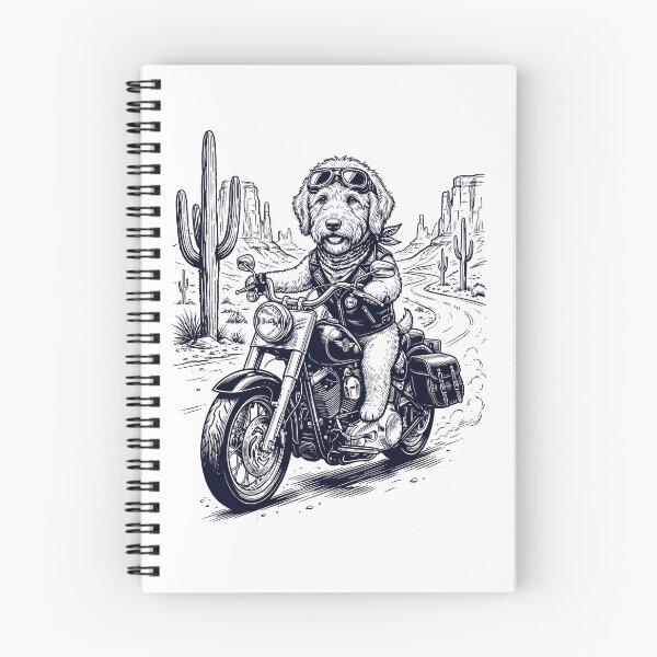 Item preview, Vintage Goldendoodle Riding Motorbike Moto Western Cowboy Dog Lover designed and sold by DoodleTortle.