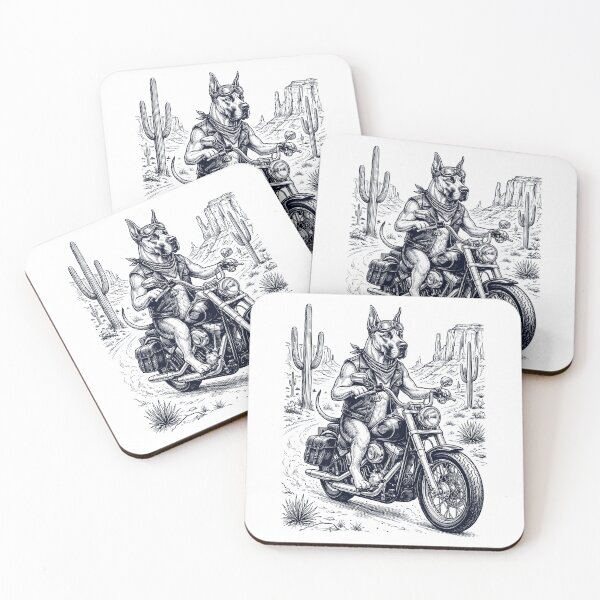 Item preview, Vintage Great Dane Riding Motorbike Moto Western Cowboy Dog Lover designed and sold by DoodleTortle.