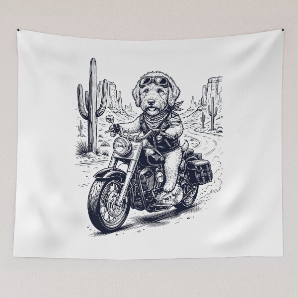 Item preview, Vintage Goldendoodle Riding Motorbike Moto Western Cowboy Dog Lover designed and sold by DoodleTortle.