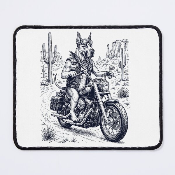 Item preview, Vintage Great Dane Riding Motorbike Moto Western Cowboy Dog Lover designed and sold by DoodleTortle.