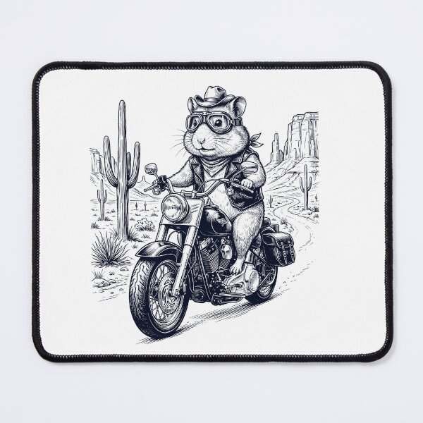 Item preview, Vintage Hamster Riding Motorbike Moto Western Cowboy Animal Lover designed and sold by DoodleTortle.