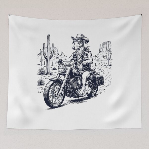 Item preview, Vintage Greyhound Riding Motorbike Moto Western Cowboy Dog Lover designed and sold by DoodleTortle.