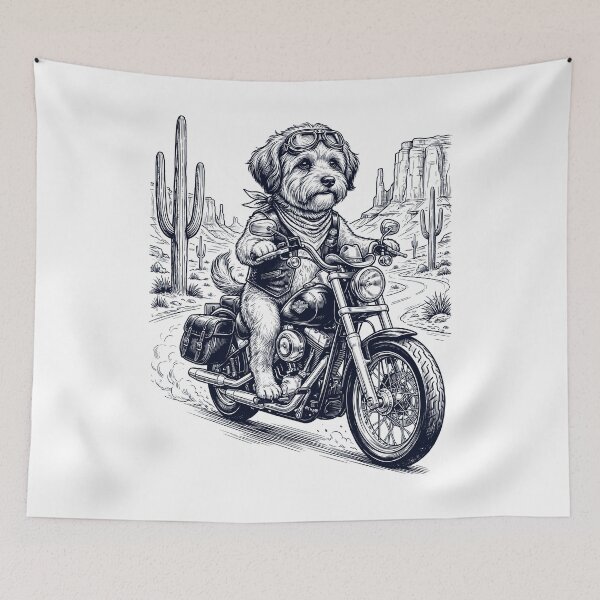 Item preview, Vintage Havanese Riding Motorbike Moto Western Cowboy Dog Lover designed and sold by DoodleTortle.