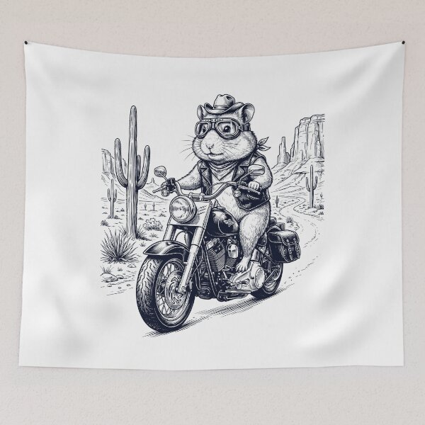 Item preview, Vintage Hamster Riding Motorbike Moto Western Cowboy Animal Lover designed and sold by DoodleTortle.