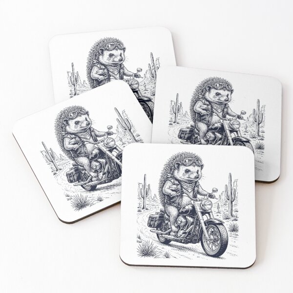 Item preview, Vintage Hedgehog Riding Motorbike Moto Western Cowboy Animal Lover designed and sold by DoodleTortle.