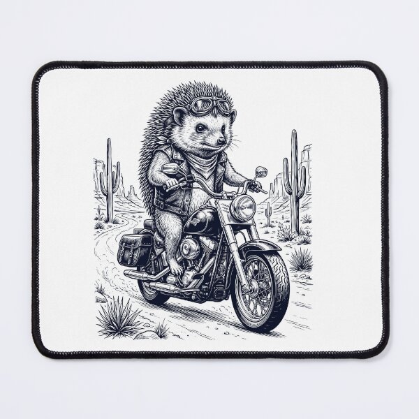 Item preview, Vintage Hedgehog Riding Motorbike Moto Western Cowboy Animal Lover designed and sold by DoodleTortle.