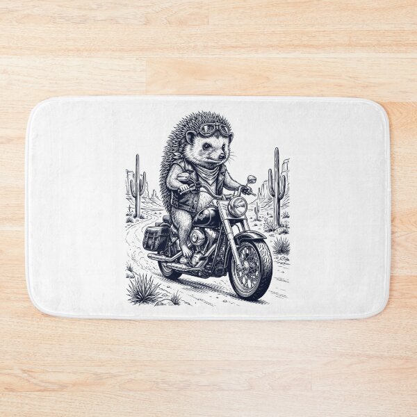 Item preview, Vintage Hedgehog Riding Motorbike Moto Western Cowboy Animal Lover designed and sold by DoodleTortle.