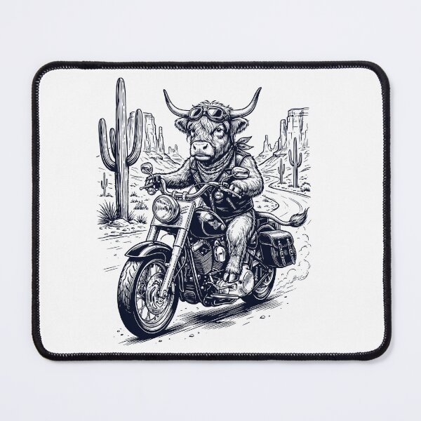 Item preview, Vintage Highland Cow Riding Motorbike Moto Western Cowboy Animal Lover designed and sold by DoodleTortle.