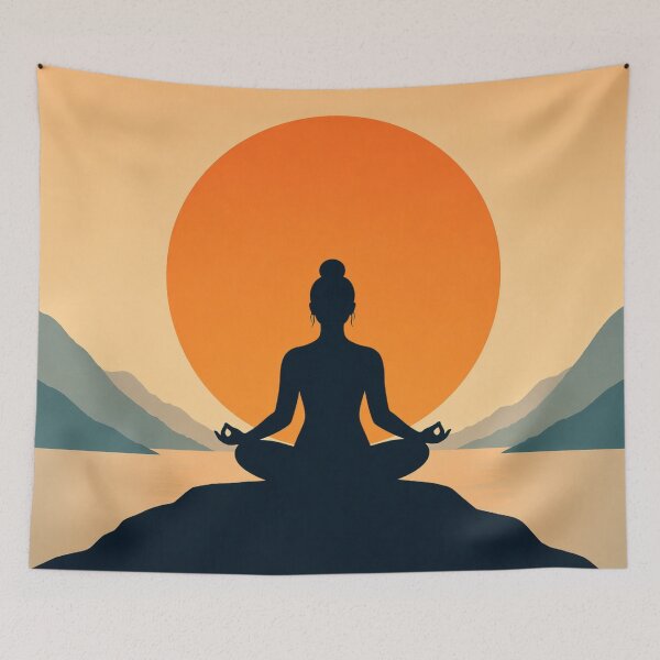 Item preview, Meditation Sunset Minimal Calm Silhouette designed and sold by Creative_Canvas.