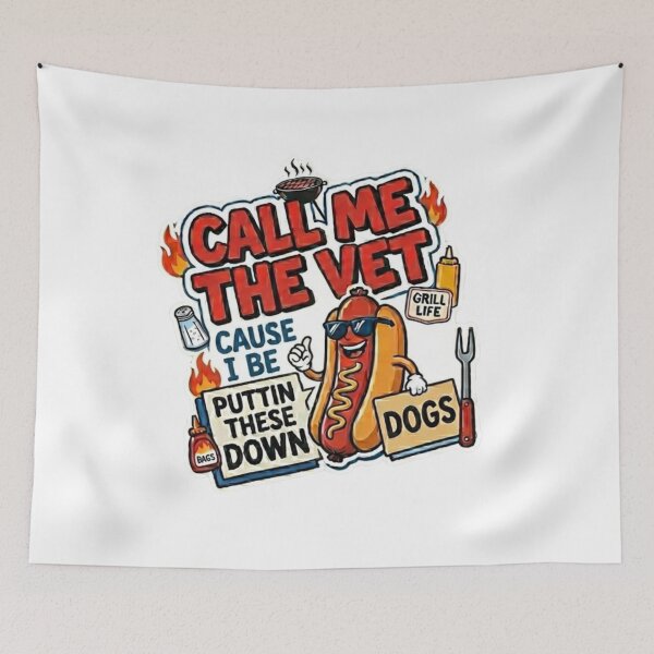 Item preview, Call Me The Vet Hot Dog - Funny BBQ Grill Master Humor T-Shirt designed and sold by MerchlyMike.
