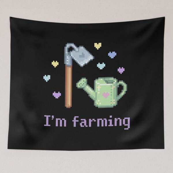 Item preview, "I'm Farming" Cute Pixel Art Garden Tools Illustration designed and sold by SplashTastic.