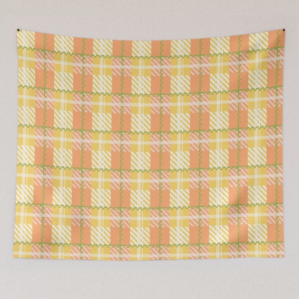 Item preview, Peach Yellow Plaid Seamless Pattern. Retro Summer Checkered Fabric Design. designed and sold by Tarathai.
