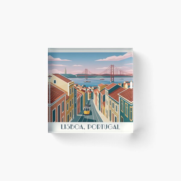 Item preview, Lisbon Cityscape - Vintage Travel Poster of Portugal designed and sold by Paulocdias.