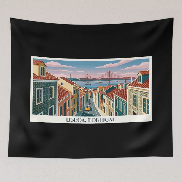 Item preview, Lisbon Cityscape - Vintage Travel Poster of Portugal designed and sold by Paulocdias.