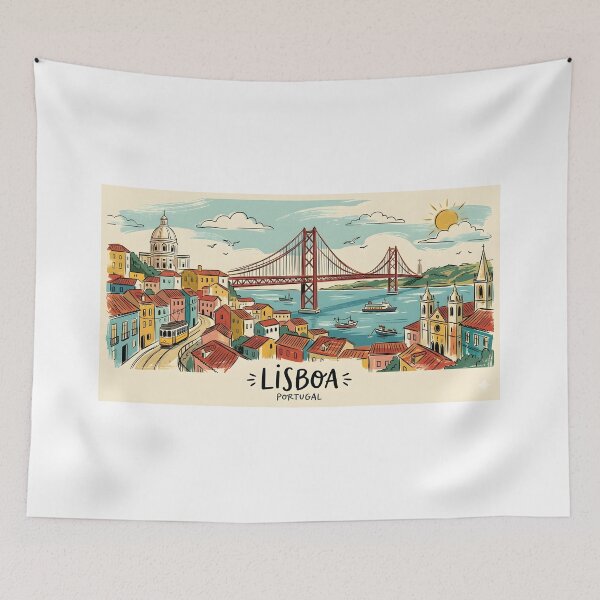 Item preview, Lisbon Cityscape Sketch - Charming Illustration of Portugal designed and sold by Paulocdias.