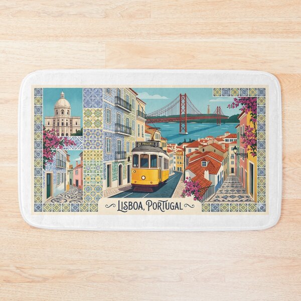 Item preview, Lisbon Souvenir Collage - Portuguese Tram and City Landmarks designed and sold by Paulocdias.