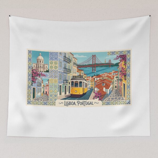 Item preview, Lisbon Souvenir Collage - Portuguese Tram and City Landmarks designed and sold by Paulocdias.