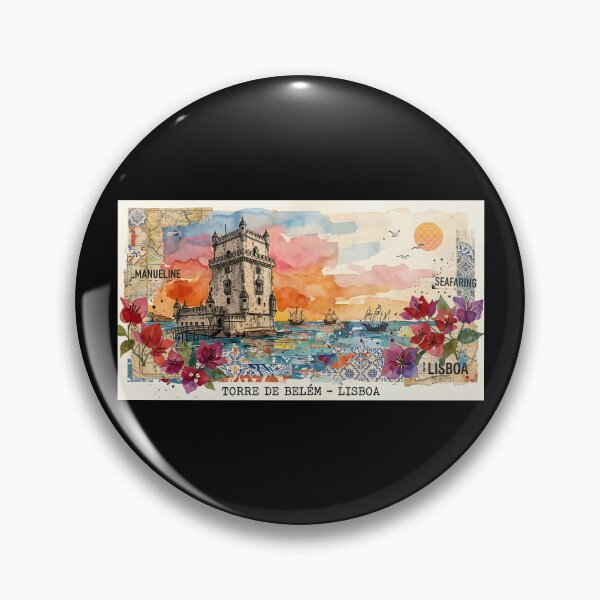 Item preview, Torre de Belém Lisbon - Watercolor Collage and Vintage Travel Art designed and sold by Paulocdias.