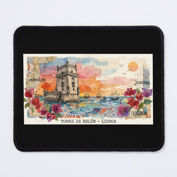 Item preview, Torre de Belém Lisbon - Watercolor Collage and Vintage Travel Art designed and sold by Paulocdias.
