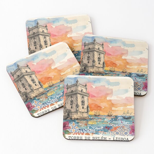 Item preview, Torre de Belém Lisbon - Watercolor Collage and Vintage Travel Art designed and sold by Paulocdias.