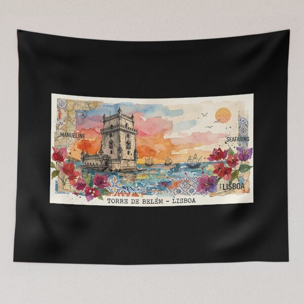 Item preview, Torre de Belém Lisbon - Watercolor Collage and Vintage Travel Art designed and sold by Paulocdias.