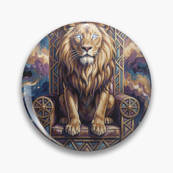 Item preview, Majestic Cosmic Lion on Throne in Gouache Style with Mystical Power and Celestial Atmosphere designed and sold by FotoworldEdel.