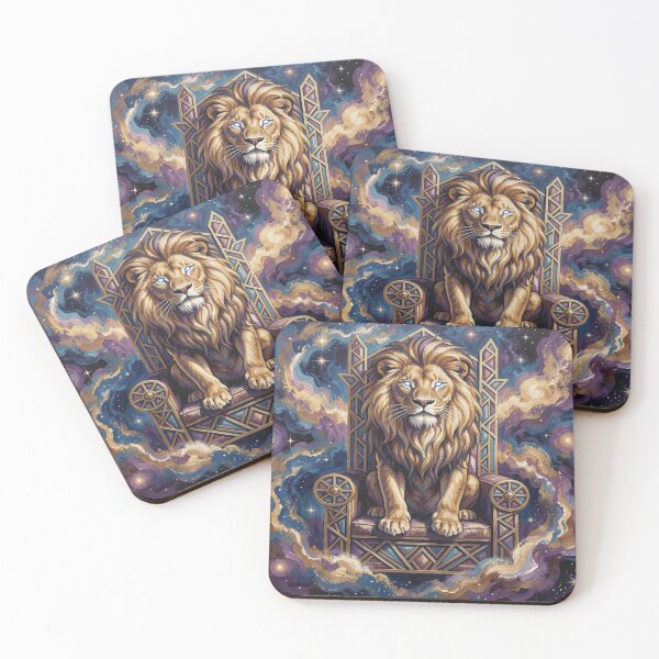 Item preview, Majestic Cosmic Lion on Throne in Gouache Style with Mystical Power and Celestial Atmosphere designed and sold by FotoworldEdel.