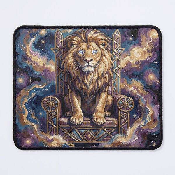 Item preview, Majestic Cosmic Lion on Throne in Gouache Style with Mystical Power and Celestial Atmosphere designed and sold by FotoworldEdel.
