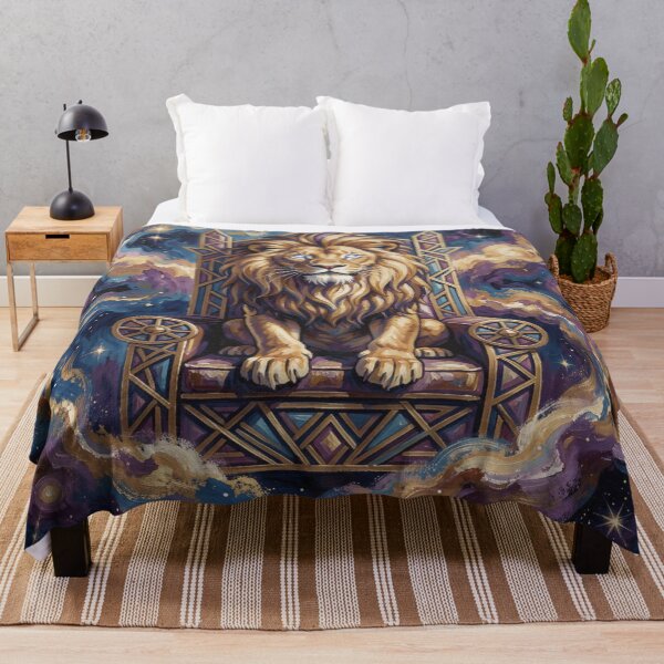 Item preview, Majestic Cosmic Lion on Throne in Gouache Style with Mystical Power and Celestial Atmosphere designed and sold by FotoworldEdel.