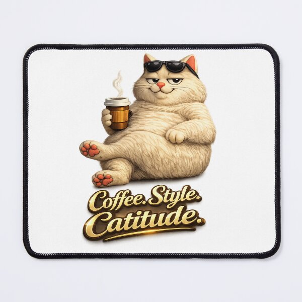 Item preview, Coffee. Style. Catitude. Cool Cat with Coffee designed and sold by IrynaLineArt.