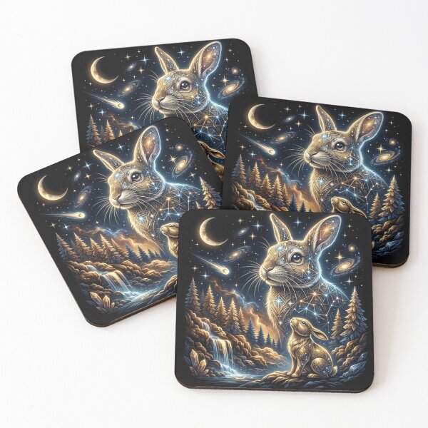 Item preview, Cosmic Hare and Young Rabbit Under Starry Night Sky designed and sold by phamso99999.