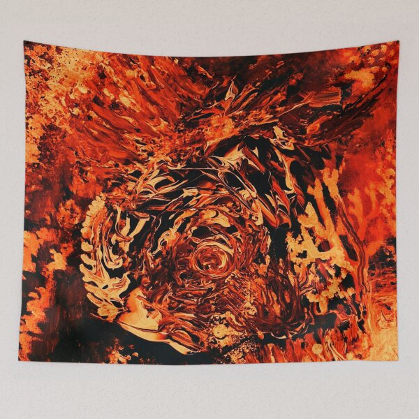 Item preview, Fiery Abstract Vortex Art Print, Red Orange Fluid Painting, Lava Energy Swirl, Bold Dramatic Wall Decor designed and sold by Dominika Brodowska.