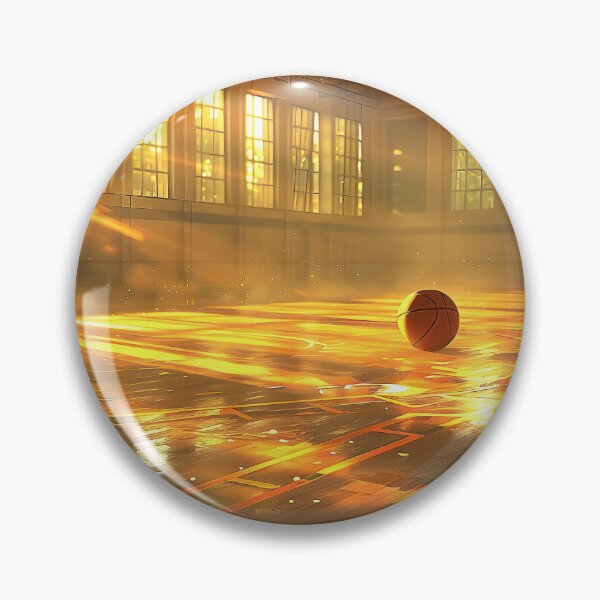 Item preview, basketball court basks in the warm glow of sunlight streaming through windows, casting dramatic shadows designed and sold by CheerForGoods.