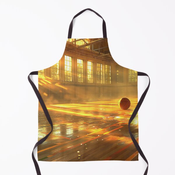 Item preview, basketball court basks in the warm glow of sunlight streaming through windows, casting dramatic shadows designed and sold by CheerForGoods.