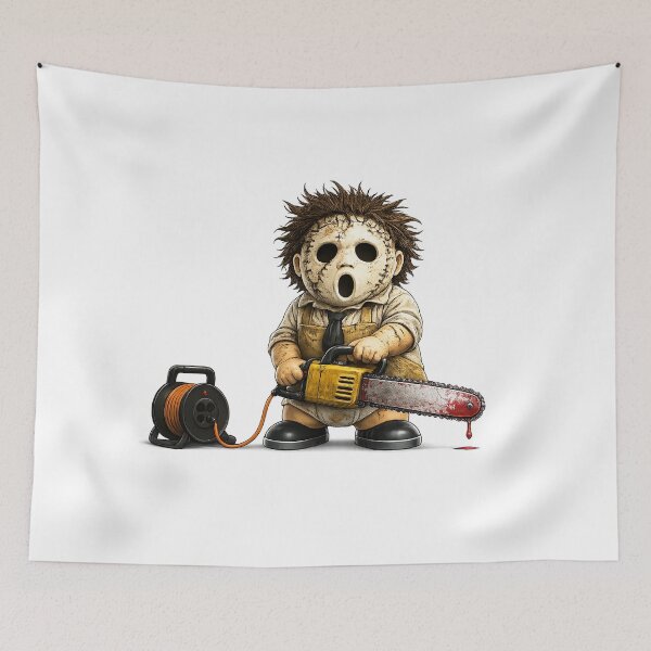 Item preview, Cute Horror Cartoon with Chainsaw – Dark Humor Parody Character, Spooky Halloween Design, Funny Scary Gift - Chimou designed and sold by WotanArt.