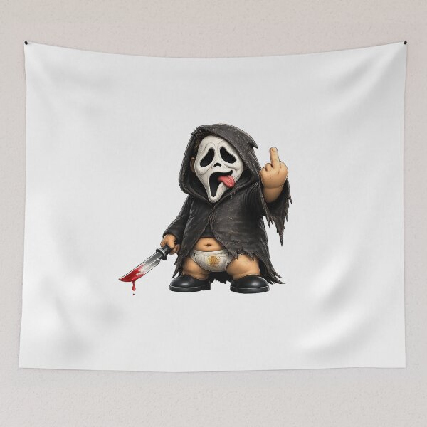 Item preview, Cute Horror Cartoon with knife – Dark Humor Parody Character, Spooky Halloween Design, Funny Scary Gift - Chimou designed and sold by WotanArt.