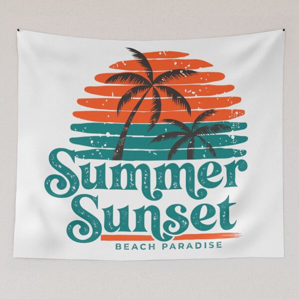 Item preview, Summer Sunset Beach Paradise Retro T-Shirt designed and sold by Print culturee.