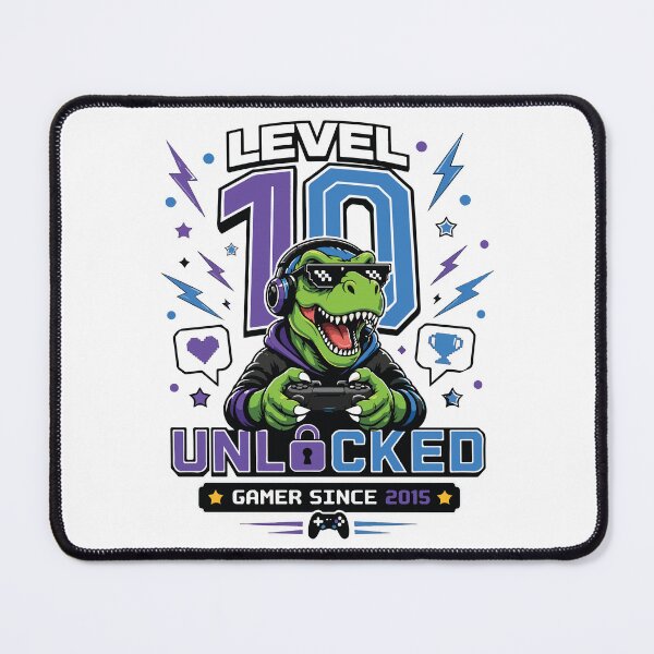 Item preview, Level 10 Unlocked Dinosaur Gamer 10th Birthday Boy Kids Gaming Gift designed and sold by kiralynstration.