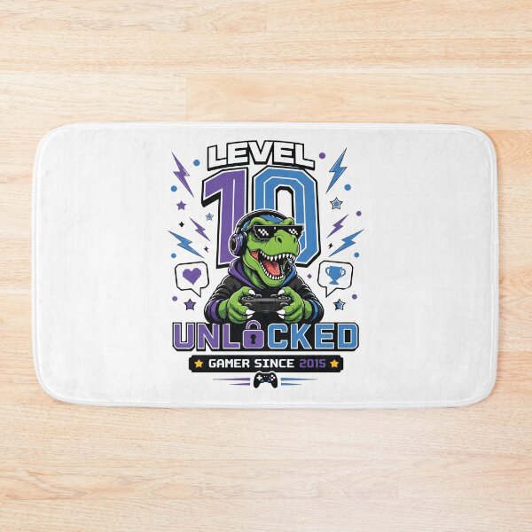 Item preview, Level 10 Unlocked Dinosaur Gamer 10th Birthday Boy Kids Gaming Gift designed and sold by kiralynstration.