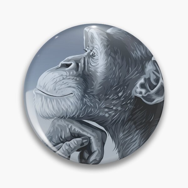 Item preview, Ilustración artística monocromática de un chimpancé pensativo. designed and sold by haitrieuic96.