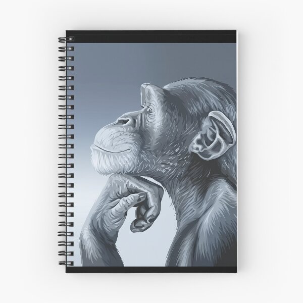 Aperçu de l'œuvre Illustration monochrome d'un chimpanzé pensif créée et vendue par haitrieuic96.