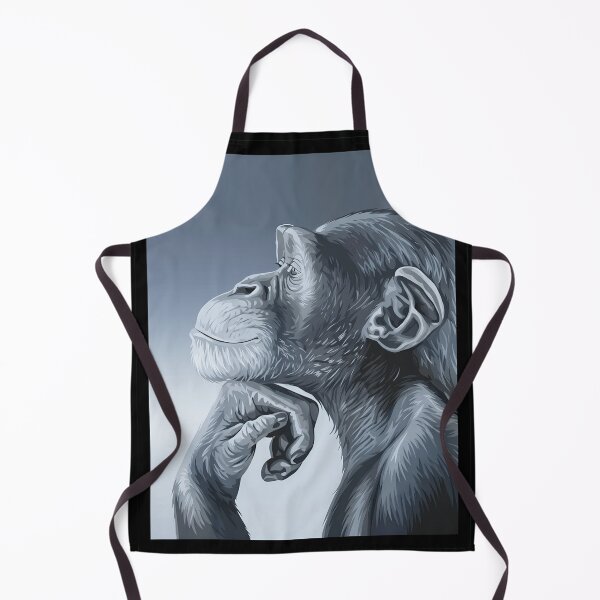 Item preview, Thinking Chimpanzee Monochromatic Primate Art Illustration designed and sold by haitrieuic96.